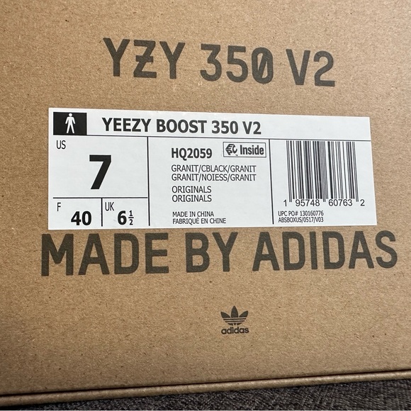 NEW Adidas Yeezy Boost 350 V2 Size 8 US(W)/ 7 US(M) Granite Gray Core Black - Picture 10 of 16
